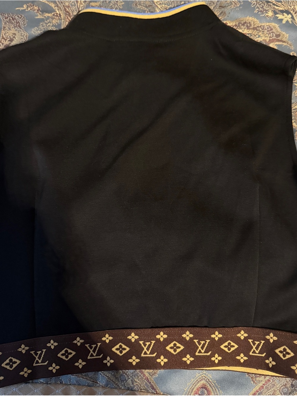 Black Cropped Shell with Blue and Yellow Trim - Picture 2 of 2